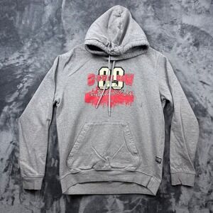 G-Star Raw Hoodie Mens Large Gray Graphic Print Long Sleeve Fleece Pullover